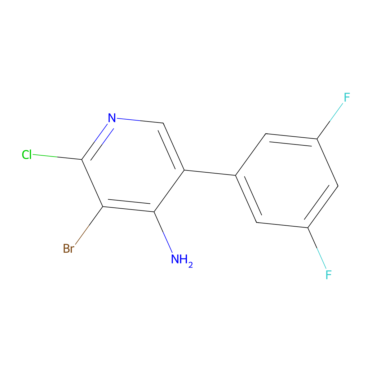 4-Amino-2-chloro-3-bromo-5-(3,5-difluorophenyl)pyridine molecular structure, CAS 1563532-00-2
