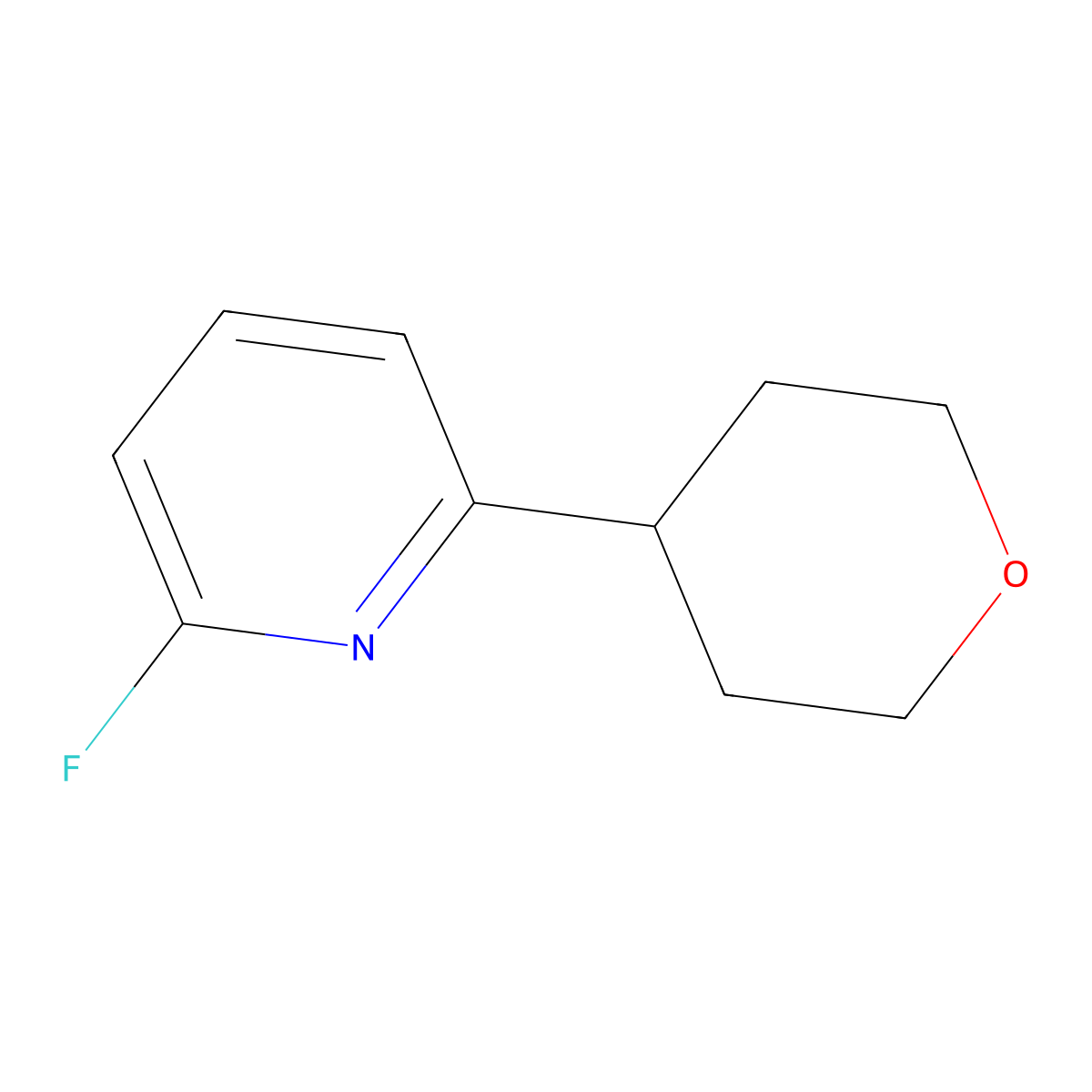 2-Fluoro-6-(oxan-4-yl)pyridine molecular structure, CAS 1563532-04-6