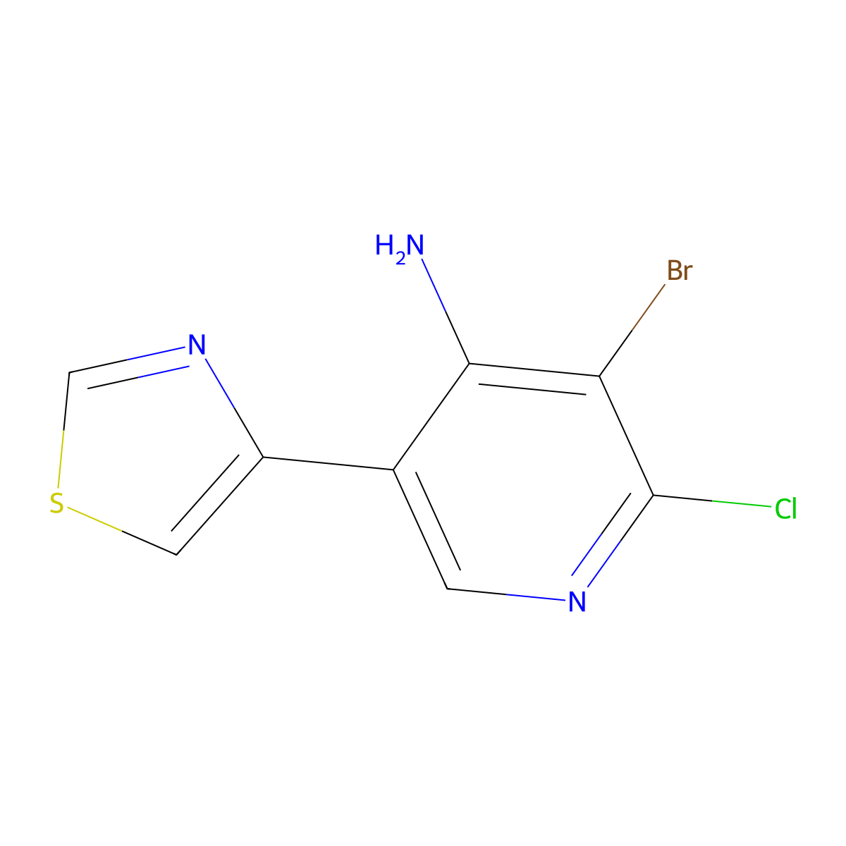 4-Amino-2-chloro-3-bromo-5-(thiazol-4-yl)pyridine molecular structure, CAS 1563532-05-7
