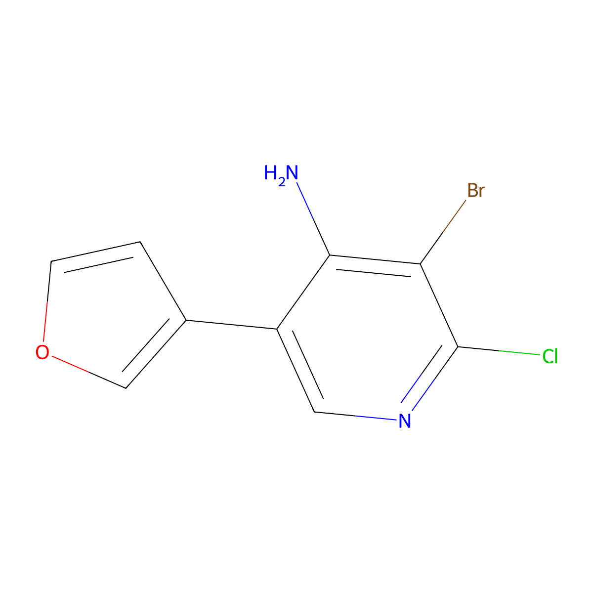 4-Amino-2-chloro-3-bromo-5-(3-furyl)pyridine molecular structure, CAS 1563532-06-8