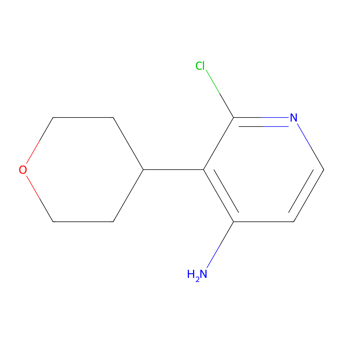 2-Chloro-4-amino-3-(oxan-4-YL)pyridine molecular structure, CAS 1563532-07-9