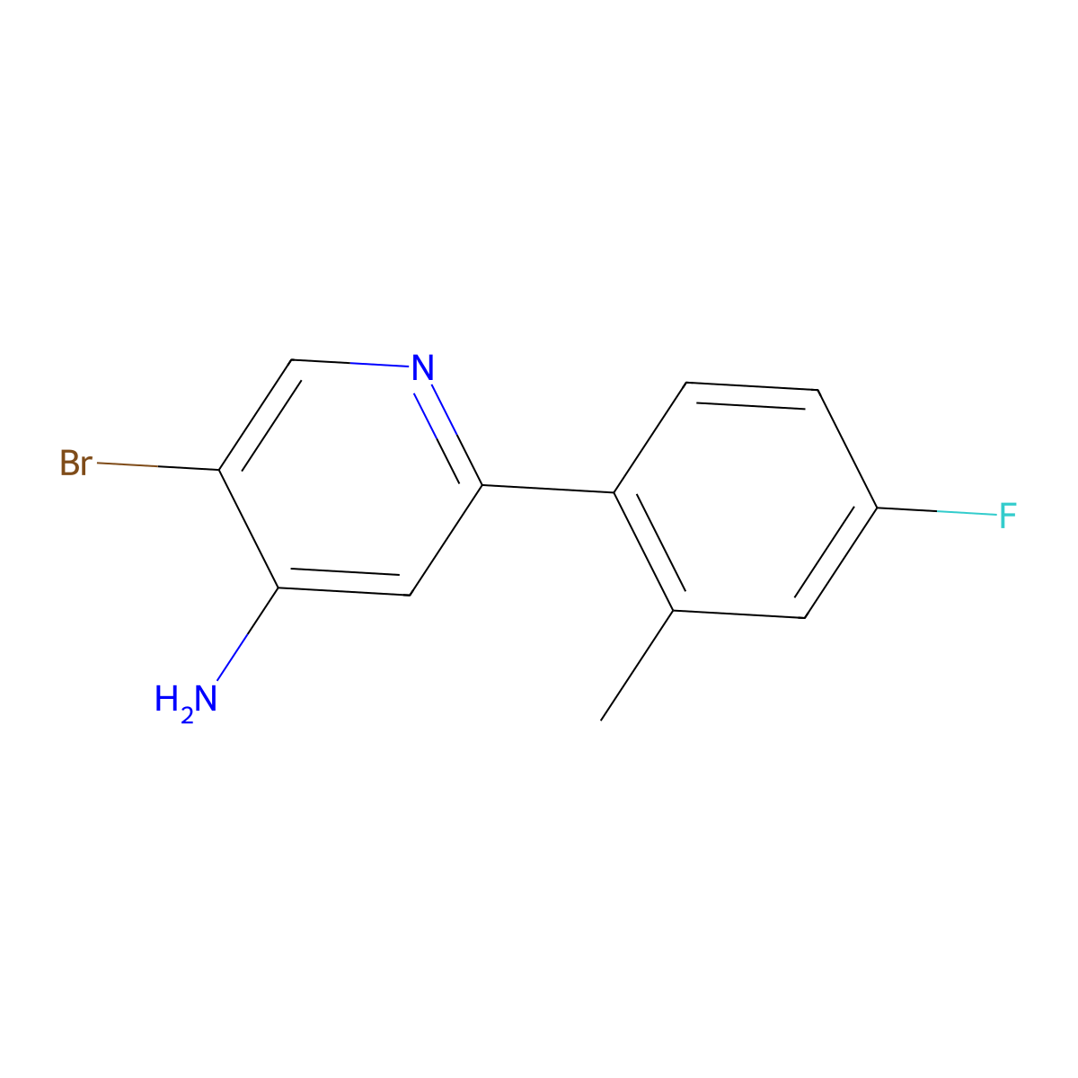 4-Amino-3-bromo-6-(2-methyl-4-fluorophenyl)pyridine molecular structure, CAS 1563532-09-1