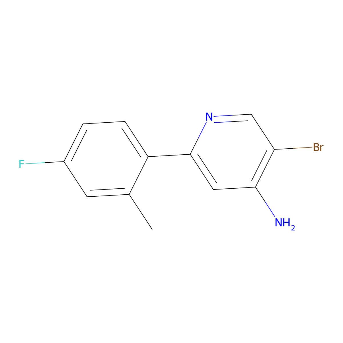 4-Amino-3-bromo-6-(2-methyl-4-fluorophenyl)pyridine molecular structure, CAS 1563532-09-1