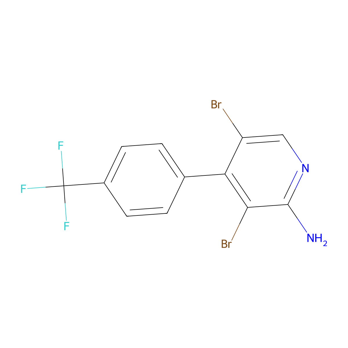 2-Amino-3,5-dibromo-4-(4-trifluoromethylphenyl)pyridine molecular structure, CAS 1563532-12-6