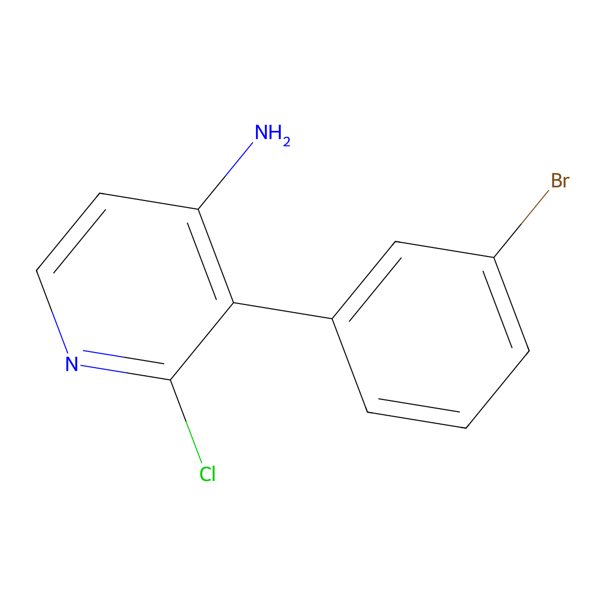 2-Chloro-4-amino-3-(3-bromophenyl)pyridine molecular structure, CAS 1563532-16-0