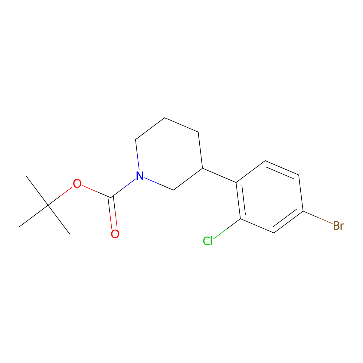 1-Boc-3-(4-bromo-2-chlorophenyl)piperidine molecular structure, CAS 1563532-17-1
