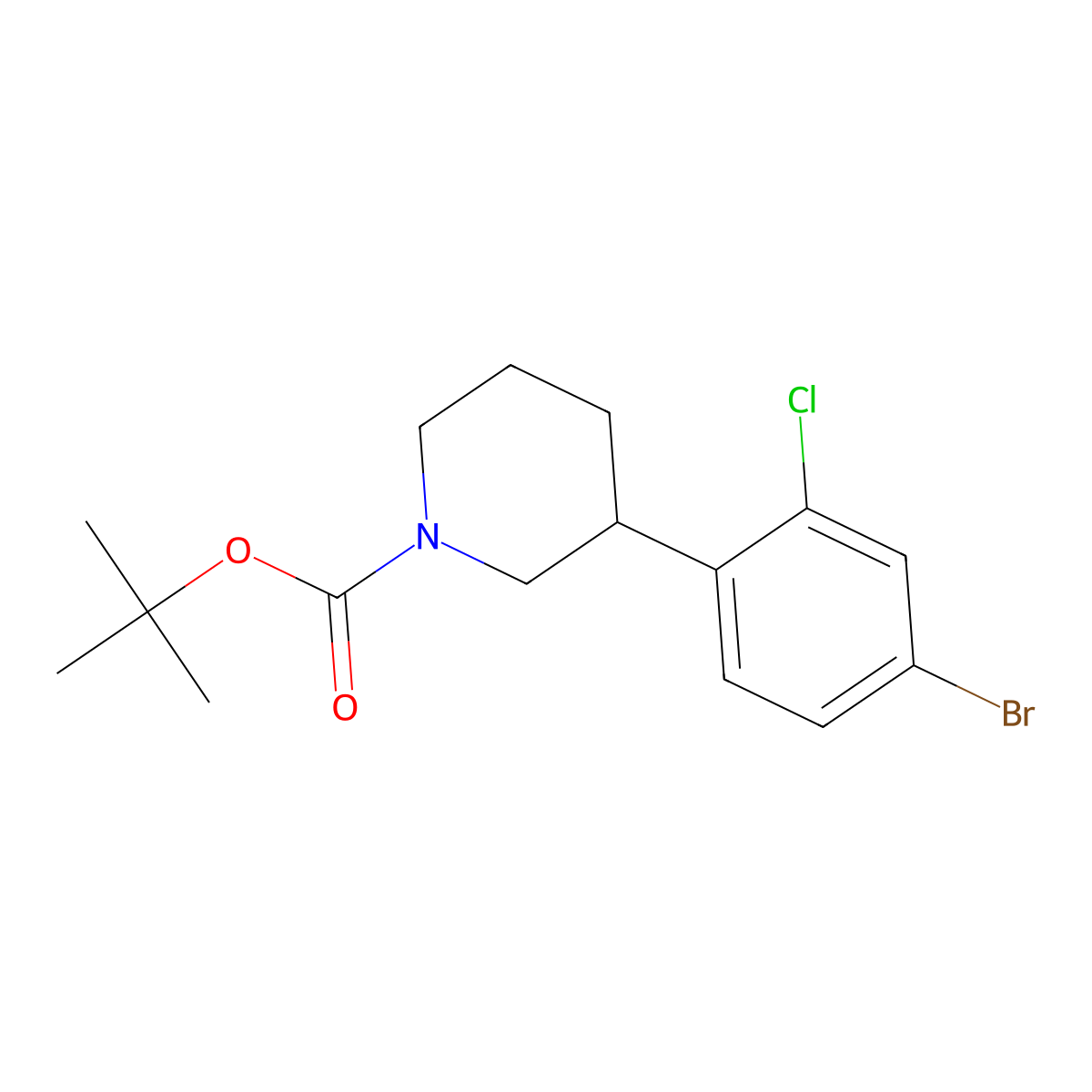 1-Boc-3-(4-bromo-2-chlorophenyl)piperidine molecular structure, CAS 1563532-17-1