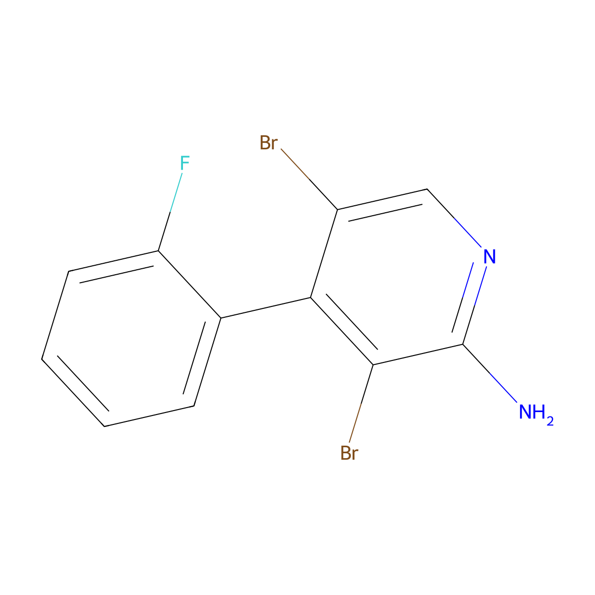 2-Amino-3,5-dibromo-4-(2-fluorophenyl)pyridine molecular structure, CAS 1563532-21-7