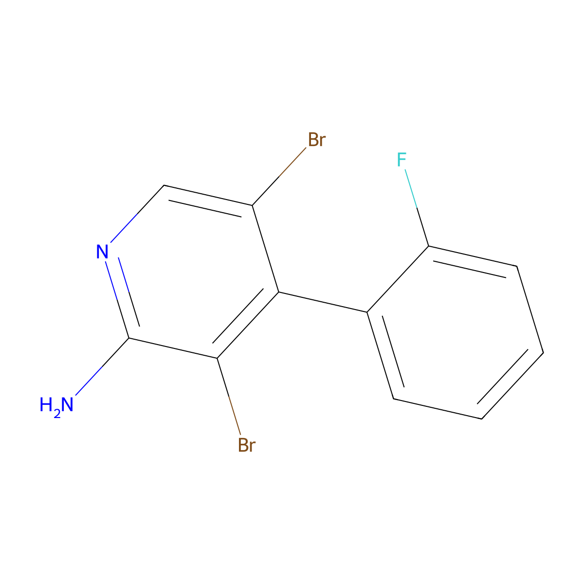 2-Amino-3,5-dibromo-4-(2-fluorophenyl)pyridine molecular structure, CAS 1563532-21-7