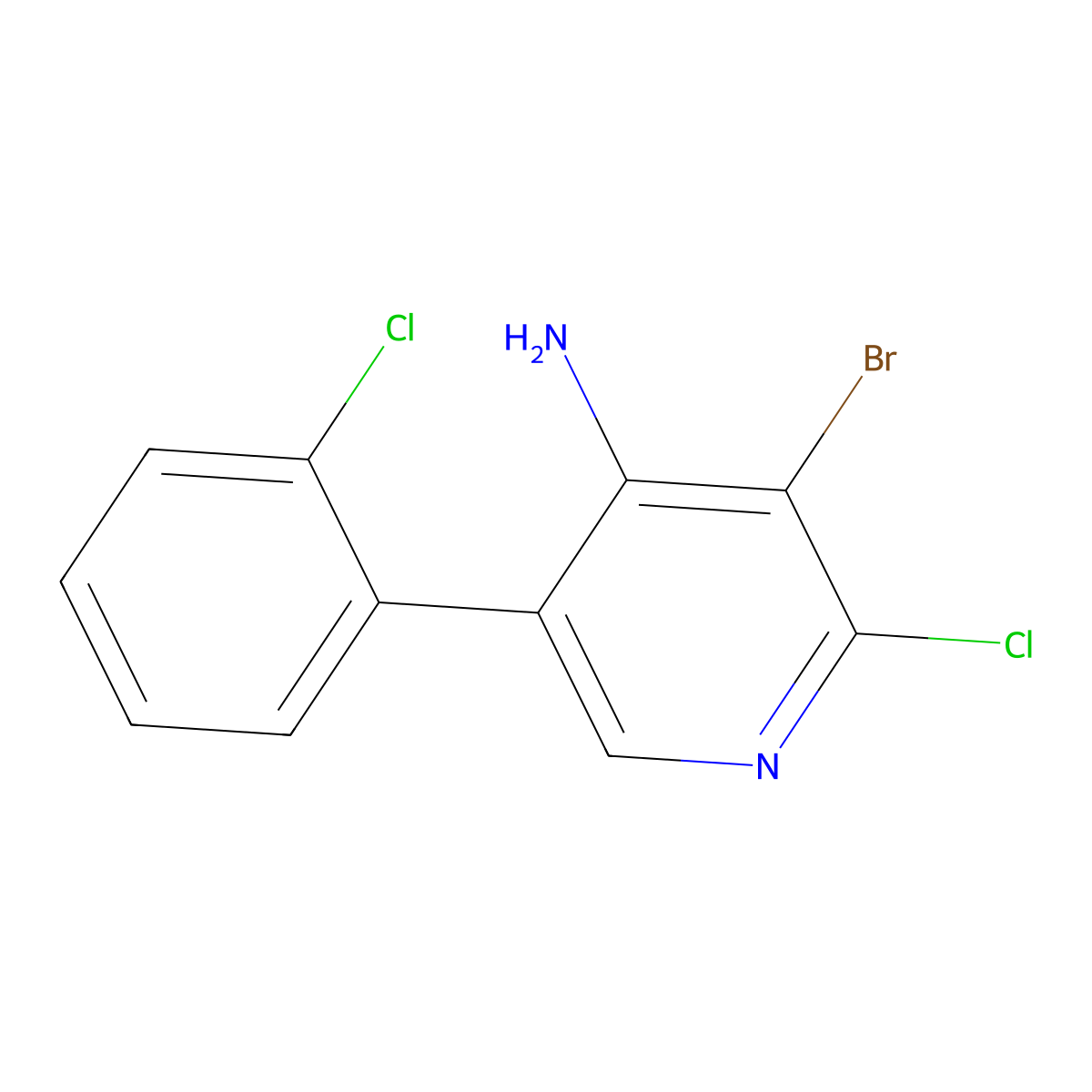 4-Amino-2-chloro-3-bromo-5-(2-chlorophenyl)pyridine molecular structure, CAS 1563532-24-0