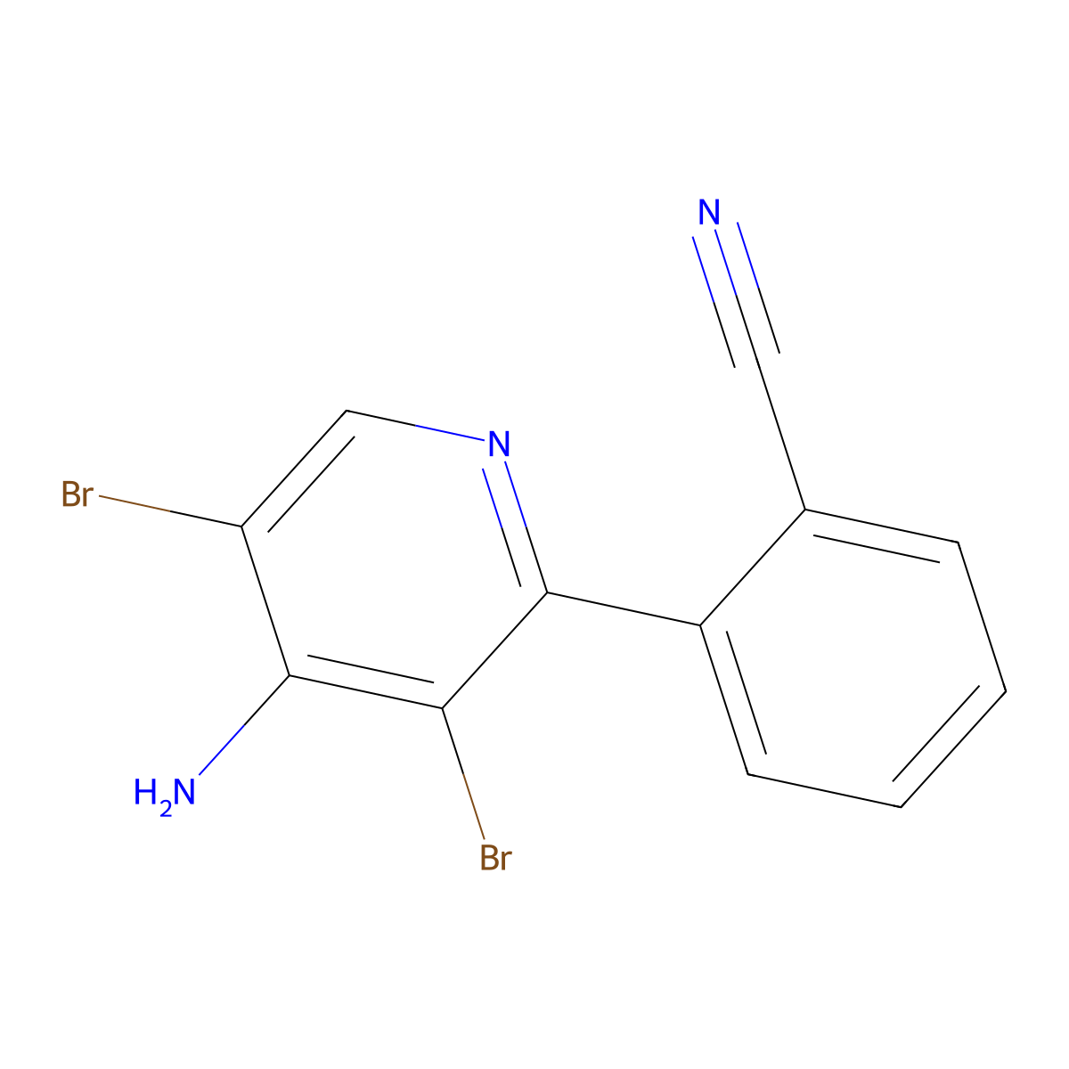 4-Amino-3,5-dibromo-2-(2-cyanophenyl)pyridine molecular structure, CAS 1563532-25-1