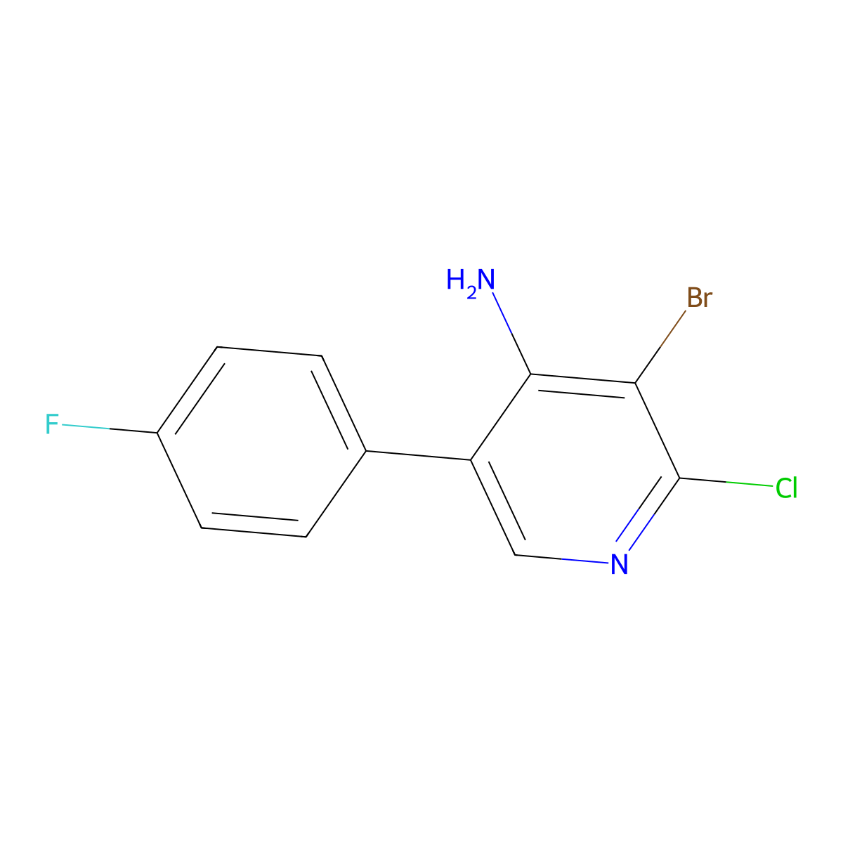 4-Amino-2-chloro-3-bromo-5-(4-fluorophenyl)pyridine molecular structure, CAS 1563532-30-8