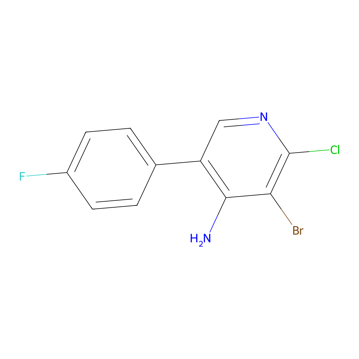 4-Amino-2-chloro-3-bromo-5-(4-fluorophenyl)pyridine molecular structure, CAS 1563532-30-8