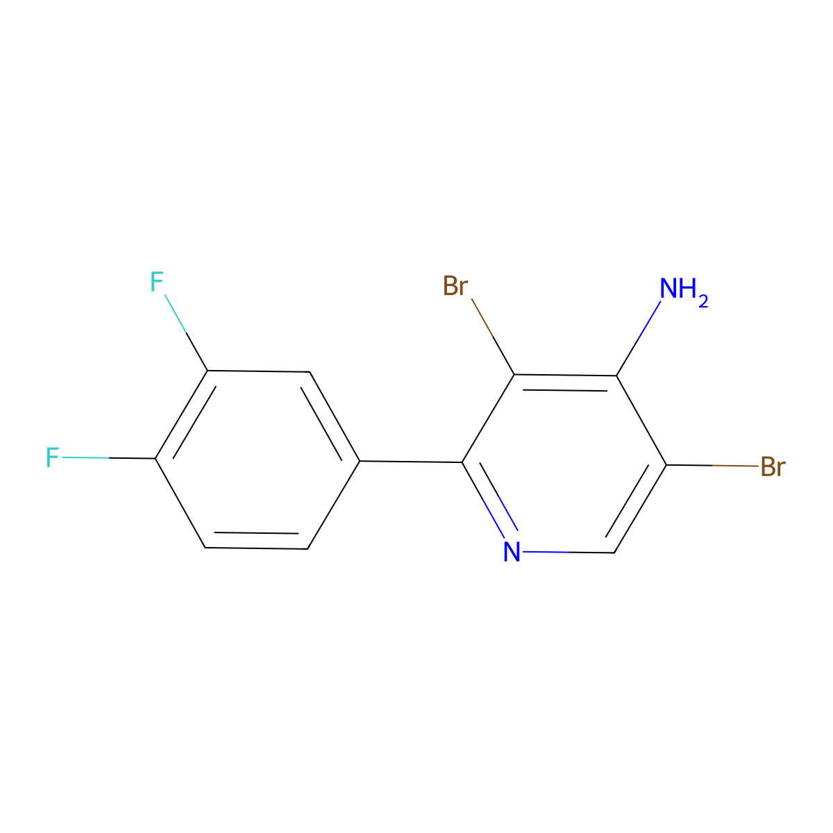 4-Amino-3,5-dibromo-2-(3,4-difluorophenyl)pyridine molecular structure, CAS 1563532-31-9