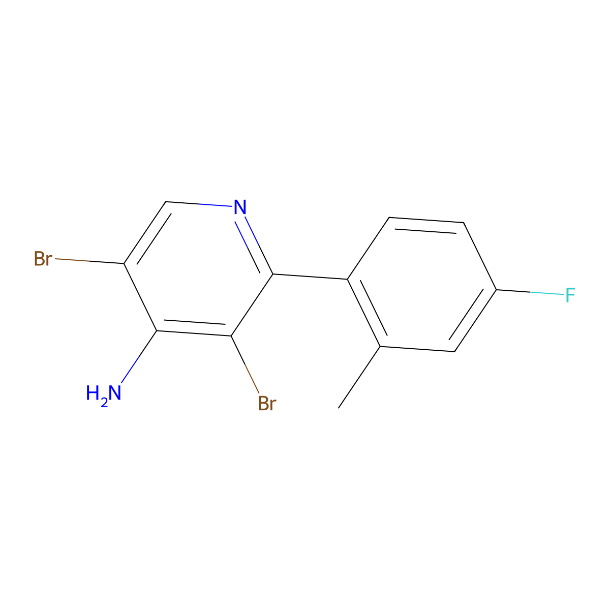 4-Amino-3,5-dibromo-2-(2-methyl-4-fluorophenyl)pyridine molecular structure, CAS 1563532-34-2