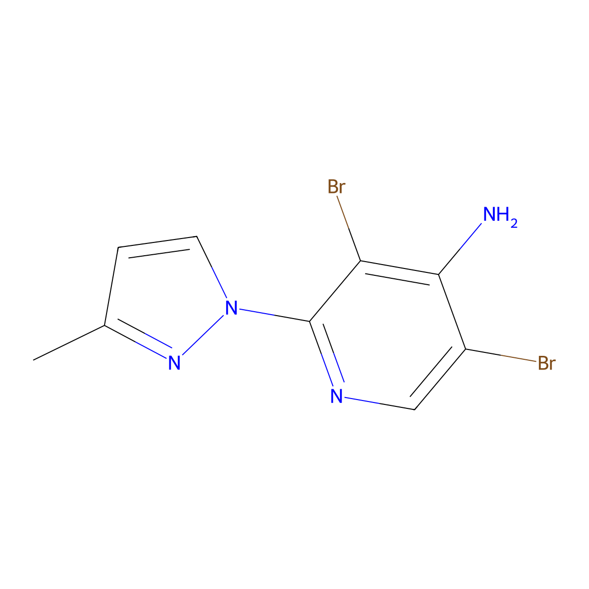 4-Amino-3,5-dibromo-2-(3-methyl-1H-pyrazol-1-yl)pyridine molecular structure, CAS 1563532-37-5