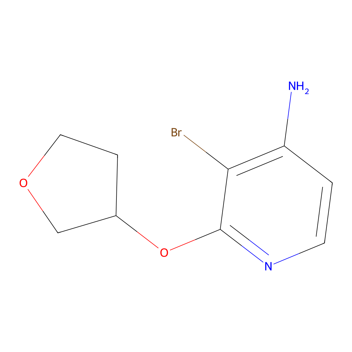 4-Amino-3-bromo-2-(tetrahydrofuran-3-yloxy)pyridine molecular structure, CAS 1563532-39-7