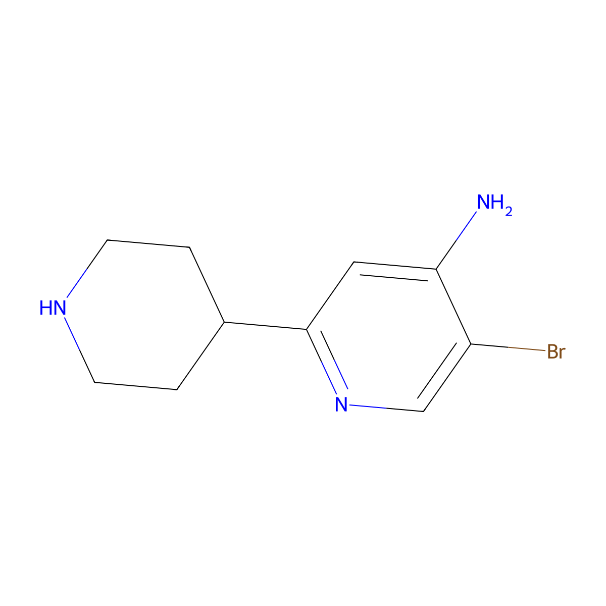 4-Amino-3-bromo-6-(piperidin-4-yl)pyridine molecular structure, CAS 1563532-43-3