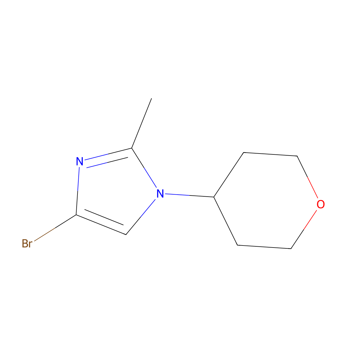 4-Bromo-2-methyl-1-(oxan-4-YL)-1H-imidazole molecular structure, CAS 1563532-52-4