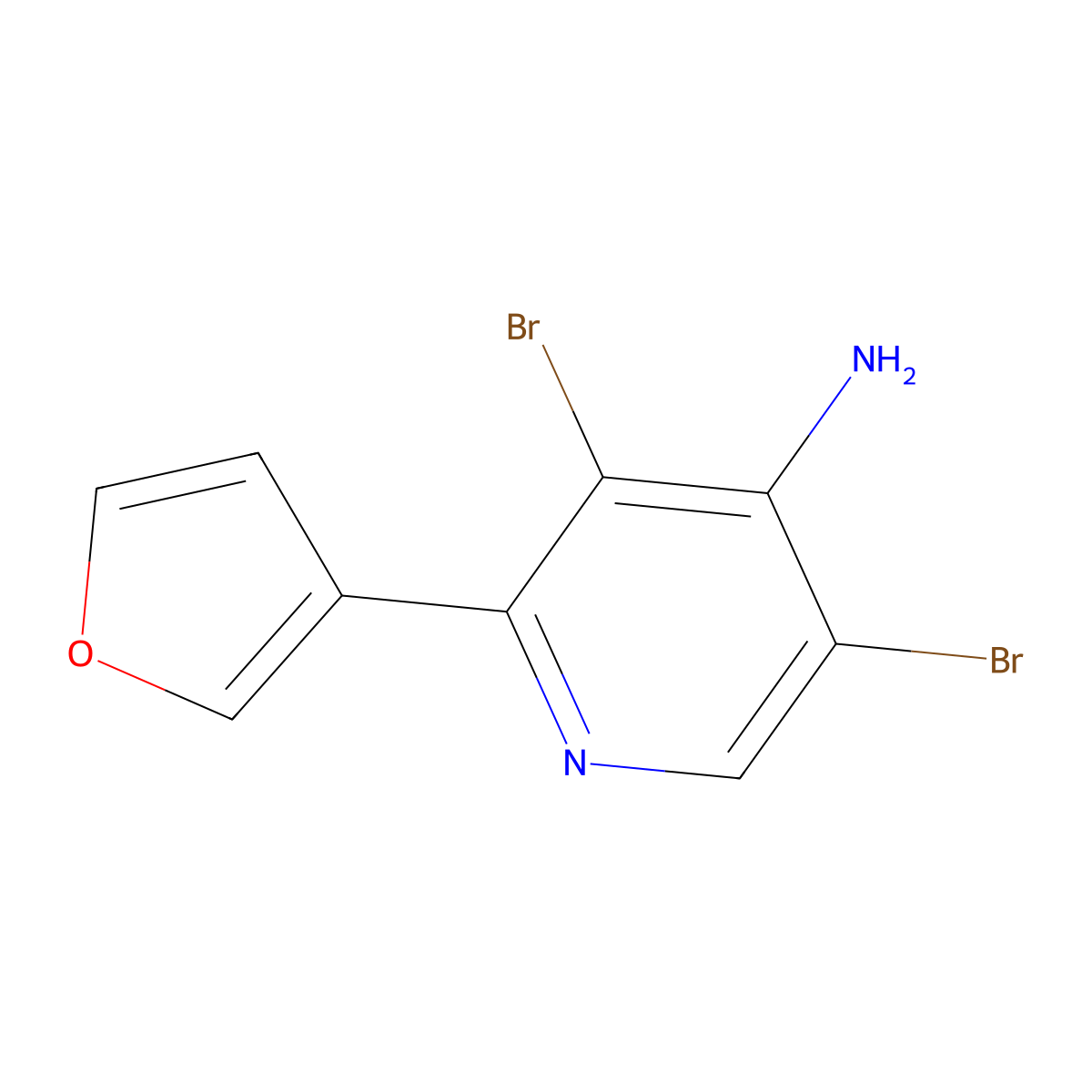 4-Amino-3,5-dibromo-2-(3-furyl)pyridine molecular structure, CAS 1563532-53-5