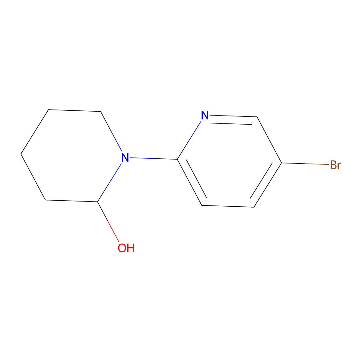 1-(5-Bromopyridin-2-YL)piperidin-2-OL molecular structure, CAS 1563532-55-7