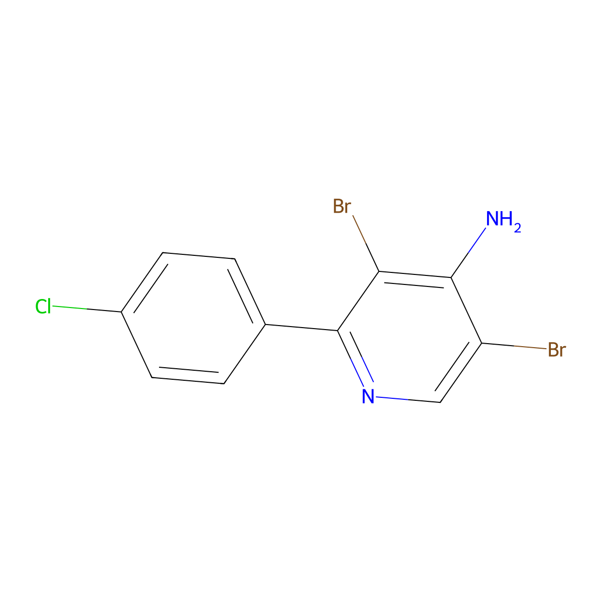 4-Amino-3,5-dibromo-2-(4-chlorophenyl)pyridine molecular structure, CAS 1563532-56-8