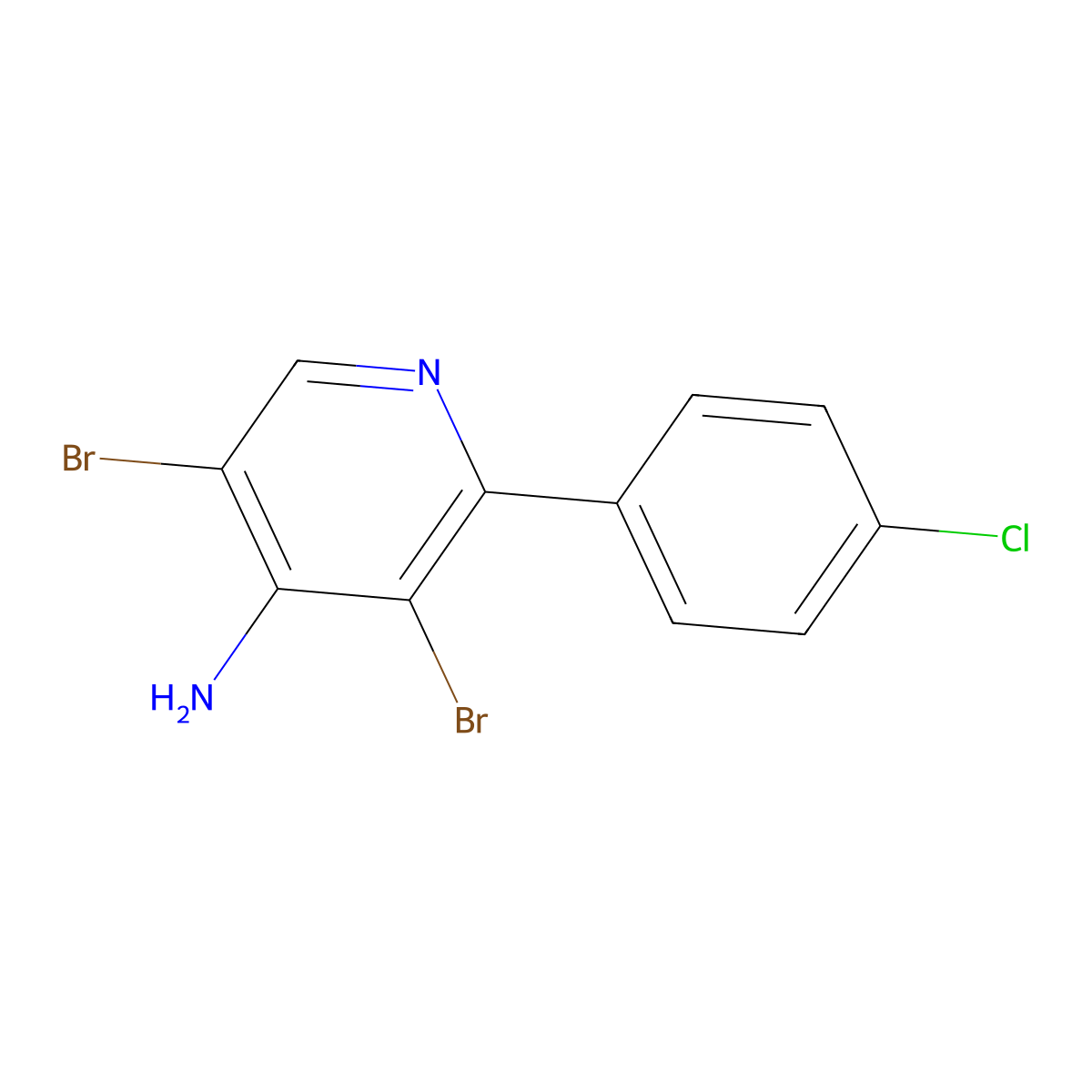 4-Amino-3,5-dibromo-2-(4-chlorophenyl)pyridine molecular structure, CAS 1563532-56-8