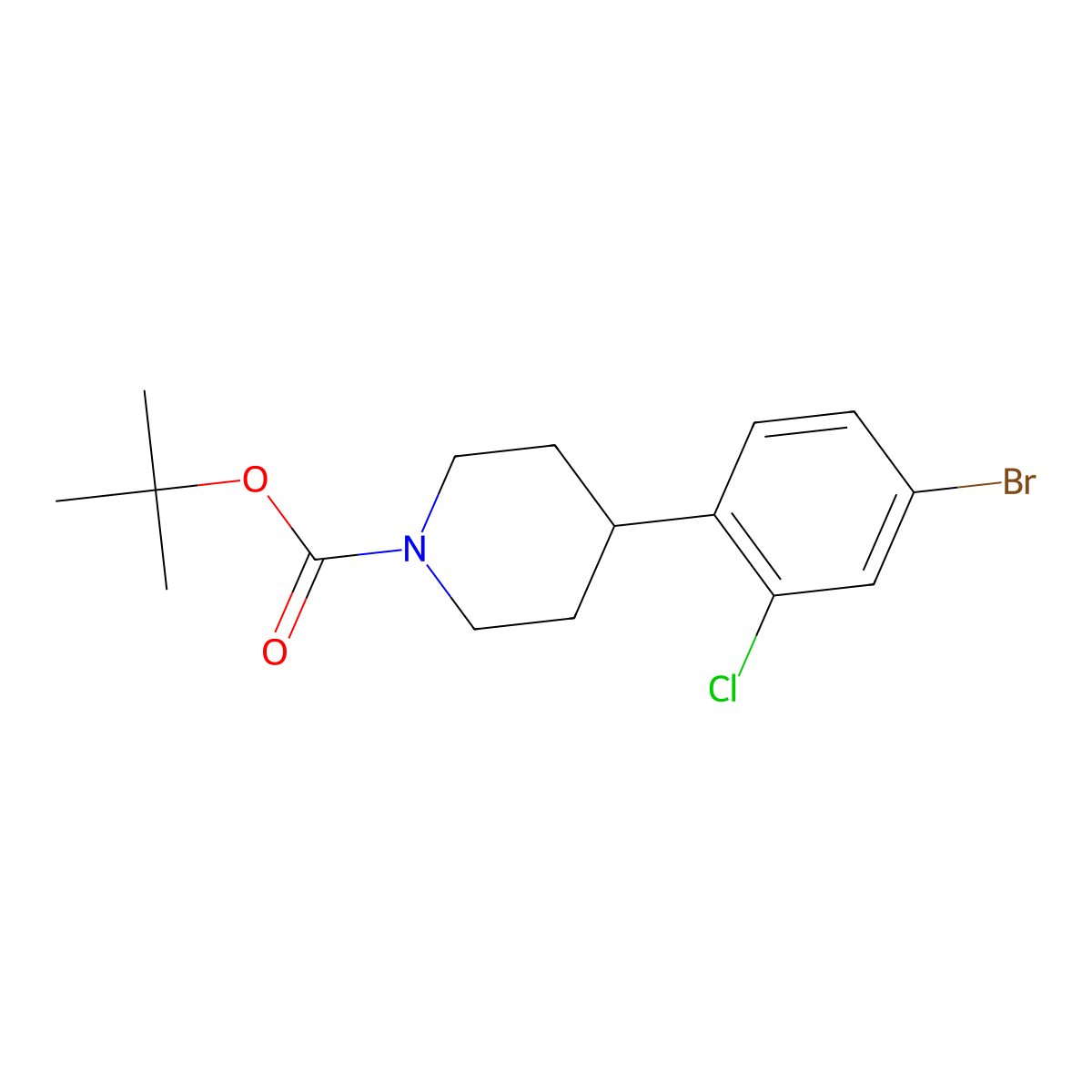 Tert-butyl 4-(4-bromo-2-chlorophenyl)piperidine-1-carboxylate molecular structure, CAS 1563532-59-1