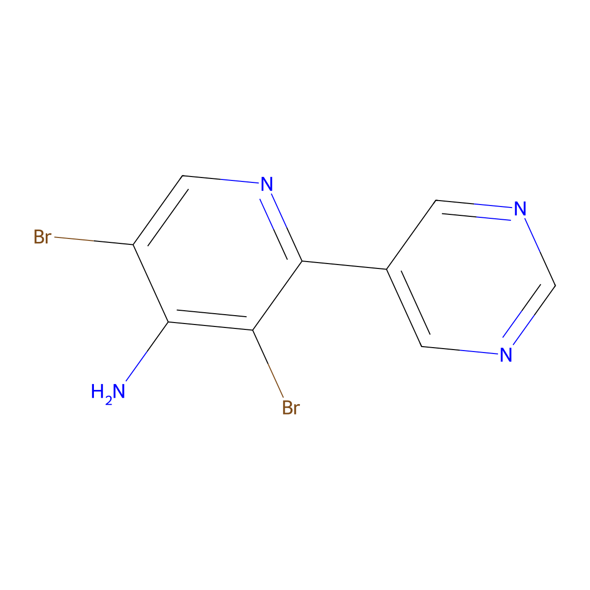 4-Amino-3,5-dibromo-2-(pyrimidin-5-yl)pyridine molecular structure, CAS 1563532-62-6