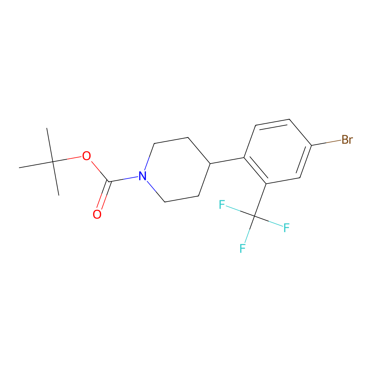 4-(N-Boc-Piperidin-4-yl)-3-trifluoromethyl-1-bromobenzene molecular structure, CAS 1563532-66-0