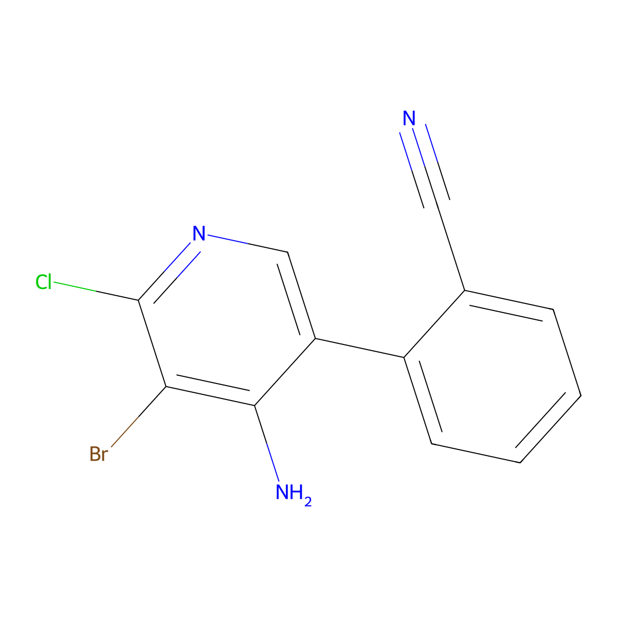 4-Amino-2-chloro-3-bromo-5-(2-cyanophenyl)pyridine molecular structure, CAS 1563532-76-2