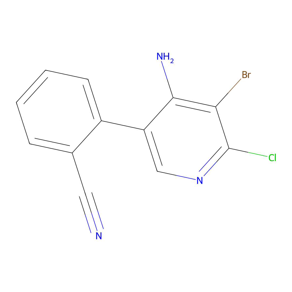 4-Amino-2-chloro-3-bromo-5-(2-cyanophenyl)pyridine molecular structure, CAS 1563532-76-2