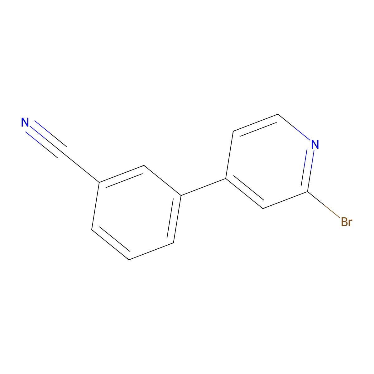2-Bromo-4-(3-cyanophenyl)pyridine molecular structure, CAS 1563532-82-0