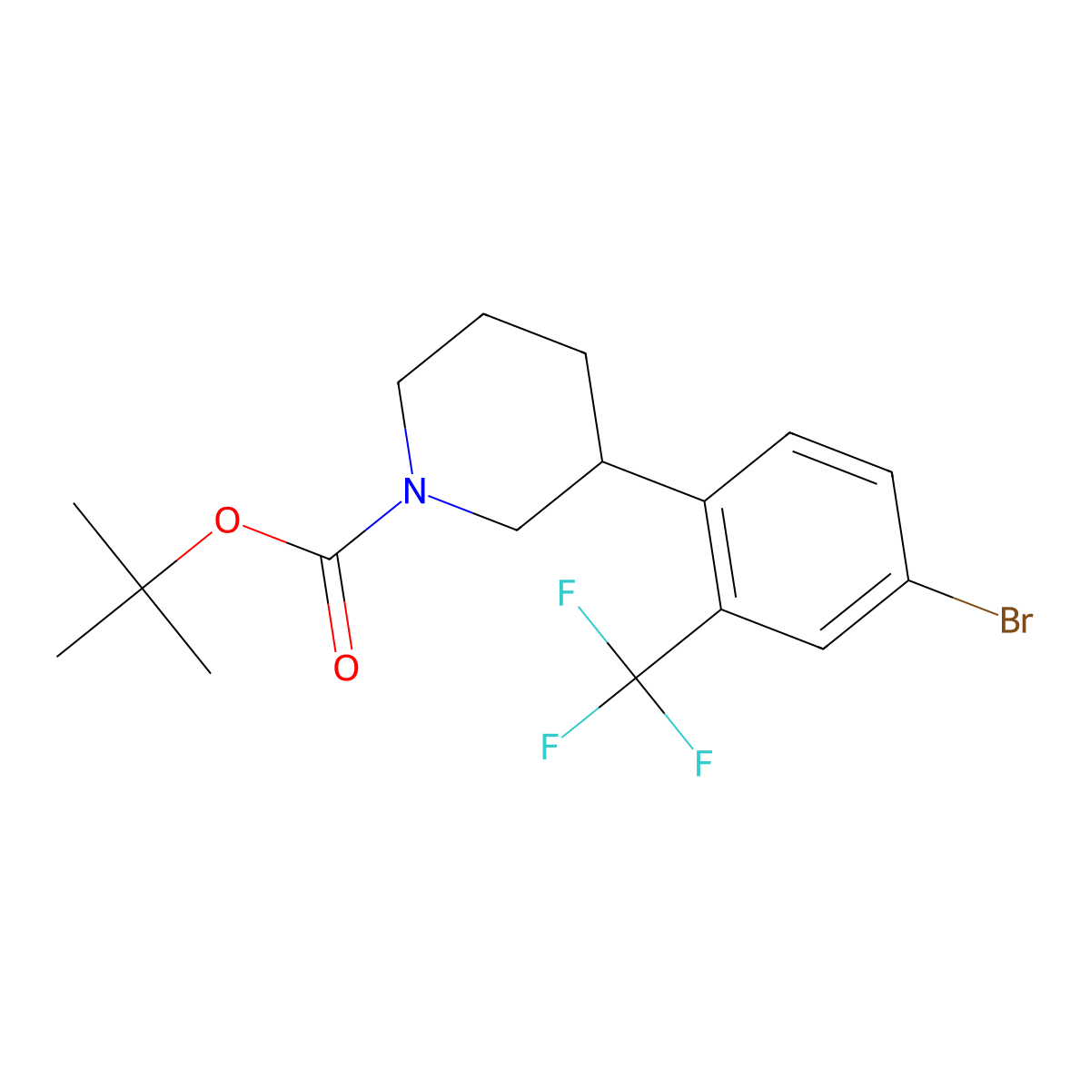 Tert-butyl 3-(4-bromo-2-trifluoromethylphenyl)piperidine-1-carboxylate molecular structure, CAS 1563532-85-3