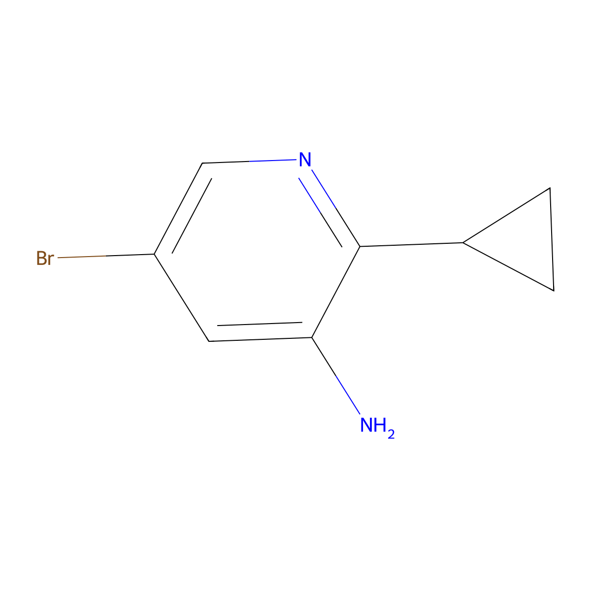 5-Bromo-2-cyclopropylpyridin-3-amine molecular structure, CAS 1563532-87-5