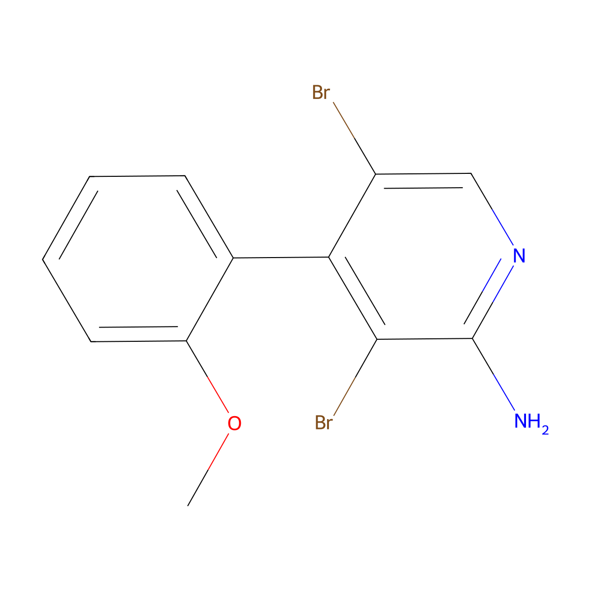 2-Amino-3,5-dibromo-4-(2-methoxyphenyl)pyridine molecular structure, CAS 1563532-89-7