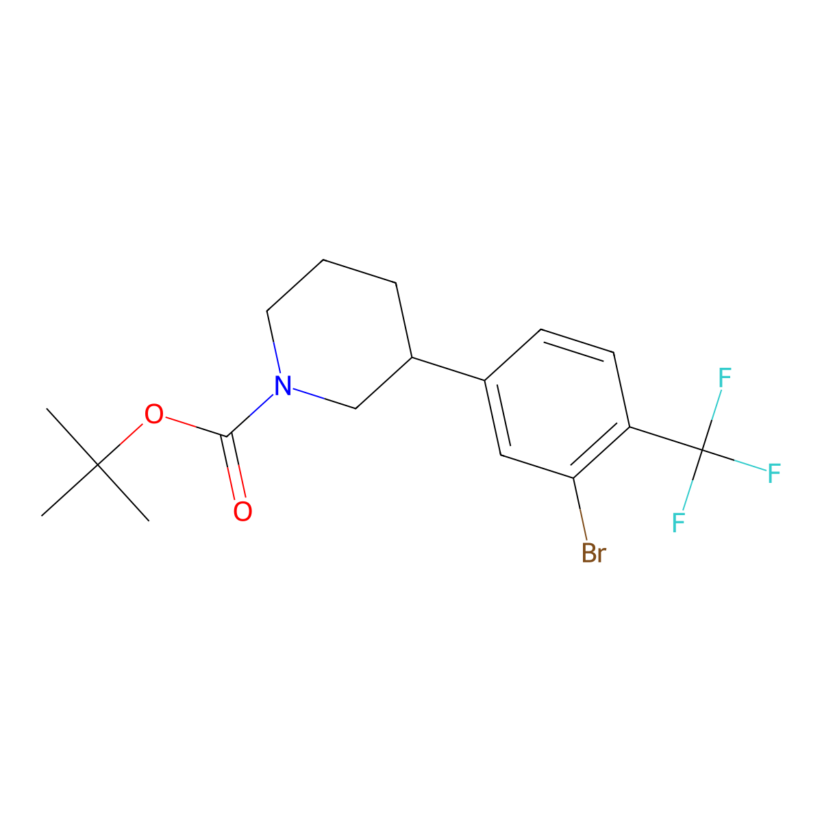 Tert-butyl 3-(3-bromo-4-trifluoromethylphenyl)piperidine-1-carboxylate molecular structure, CAS 1563532-91-1