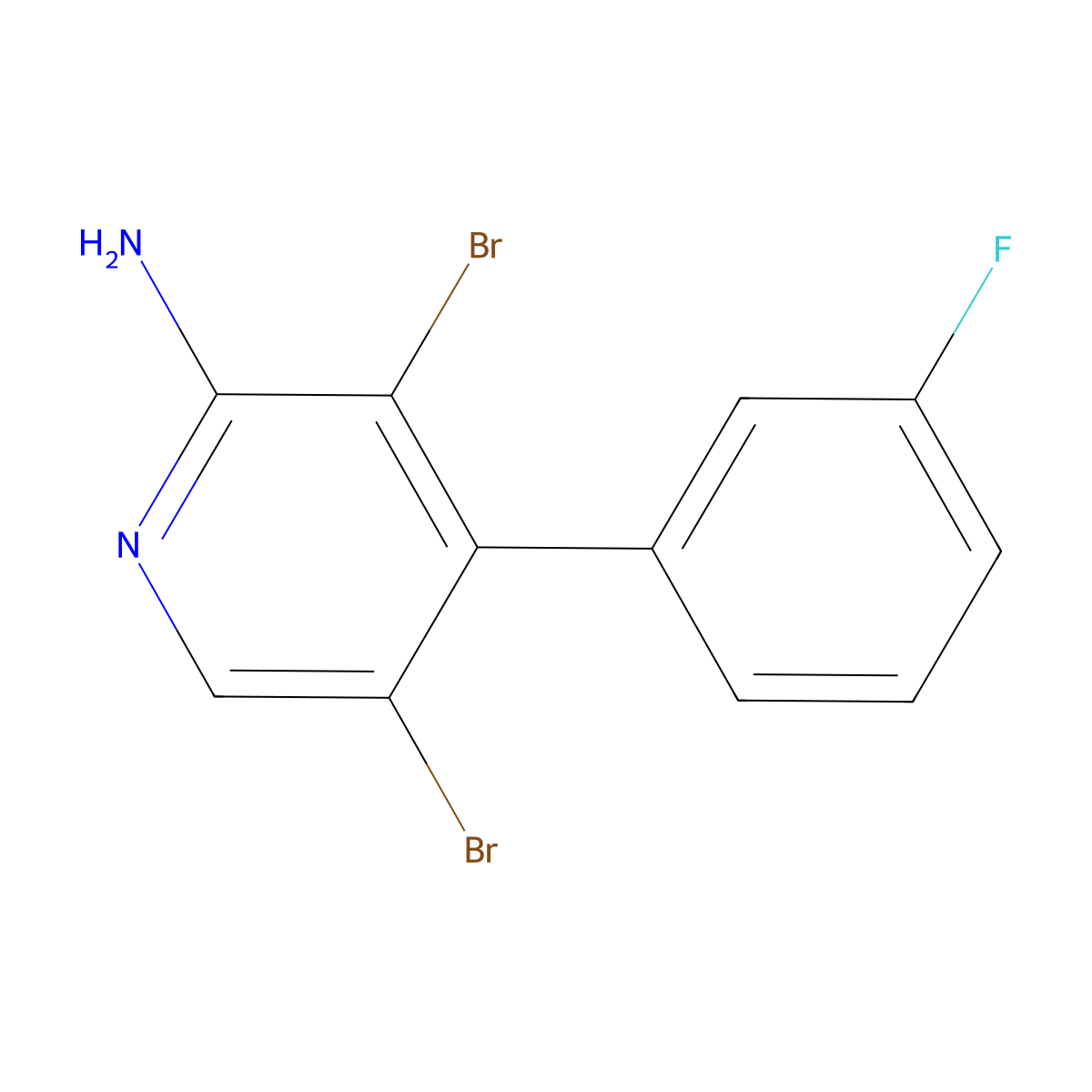 2-Amino-3,5-dibromo-4-(3-fluorophenyl)pyridine molecular structure, CAS 1563532-93-3
