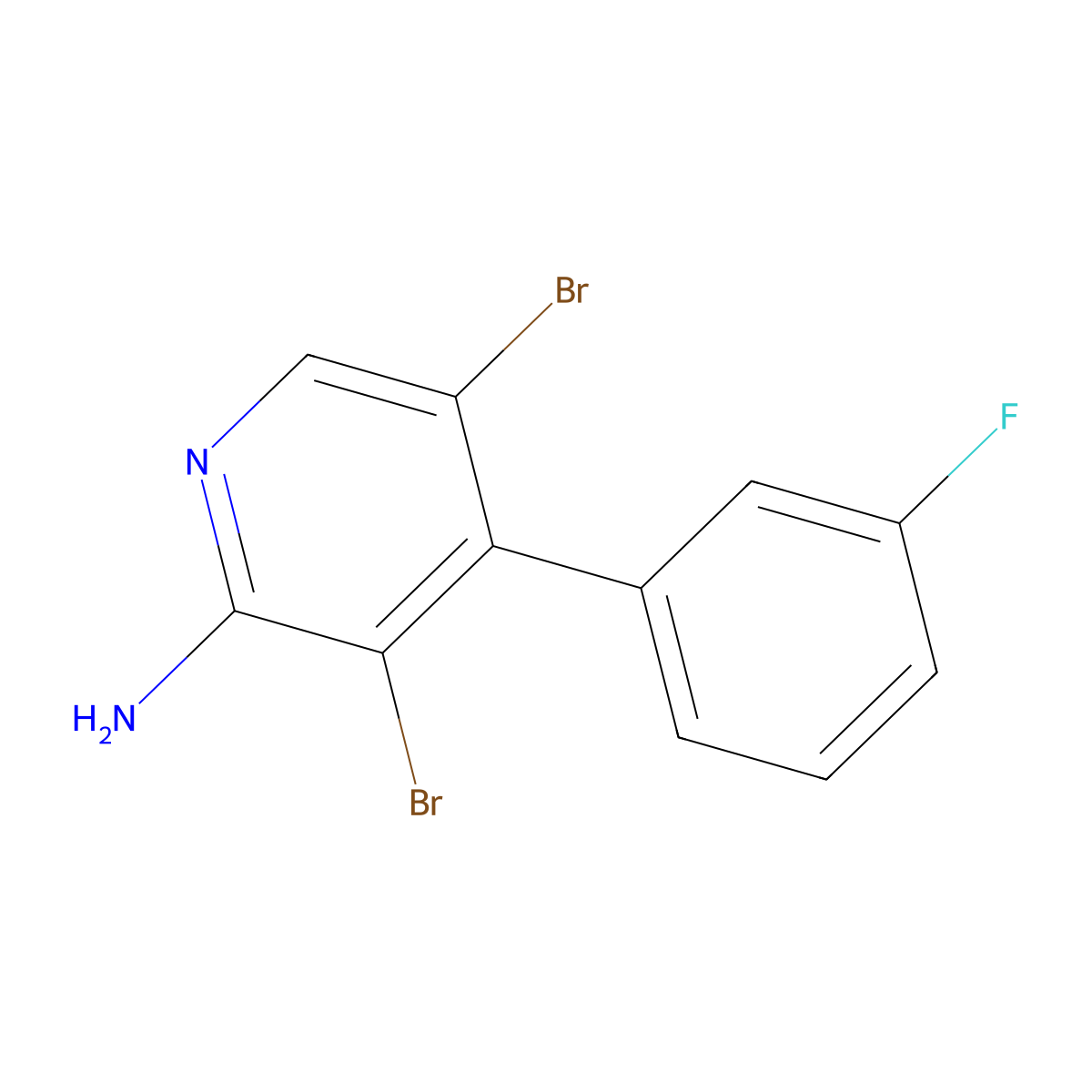 2-Amino-3,5-dibromo-4-(3-fluorophenyl)pyridine molecular structure, CAS 1563532-93-3