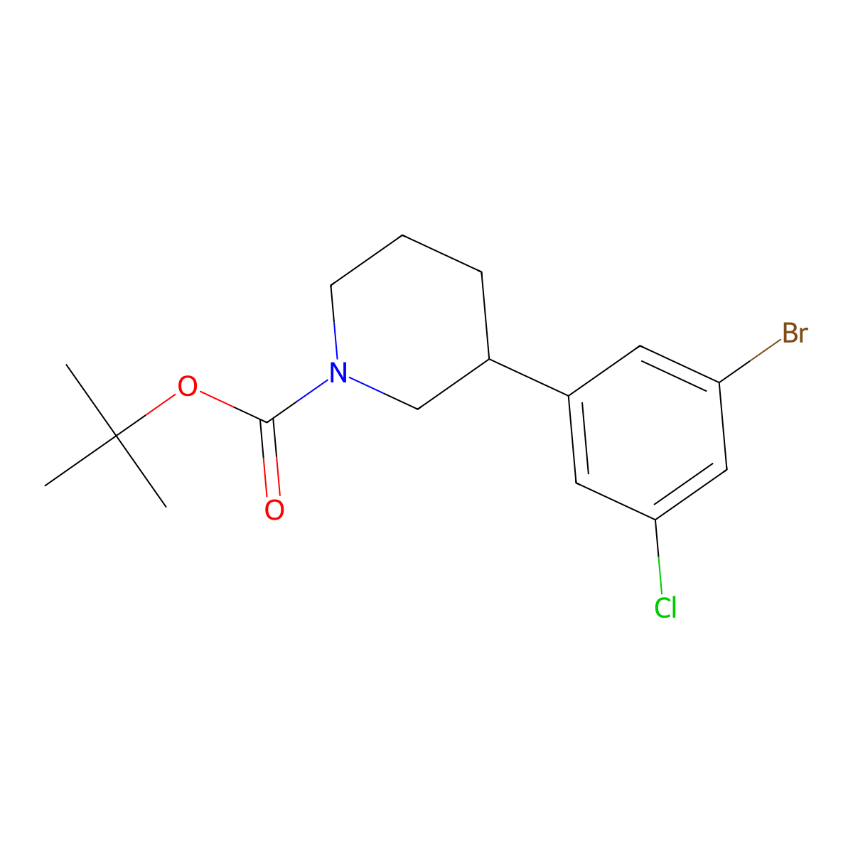 1-Boc-3-(3-bromo-5-chlorophenyl)piperidine molecular structure, CAS 1563532-97-7