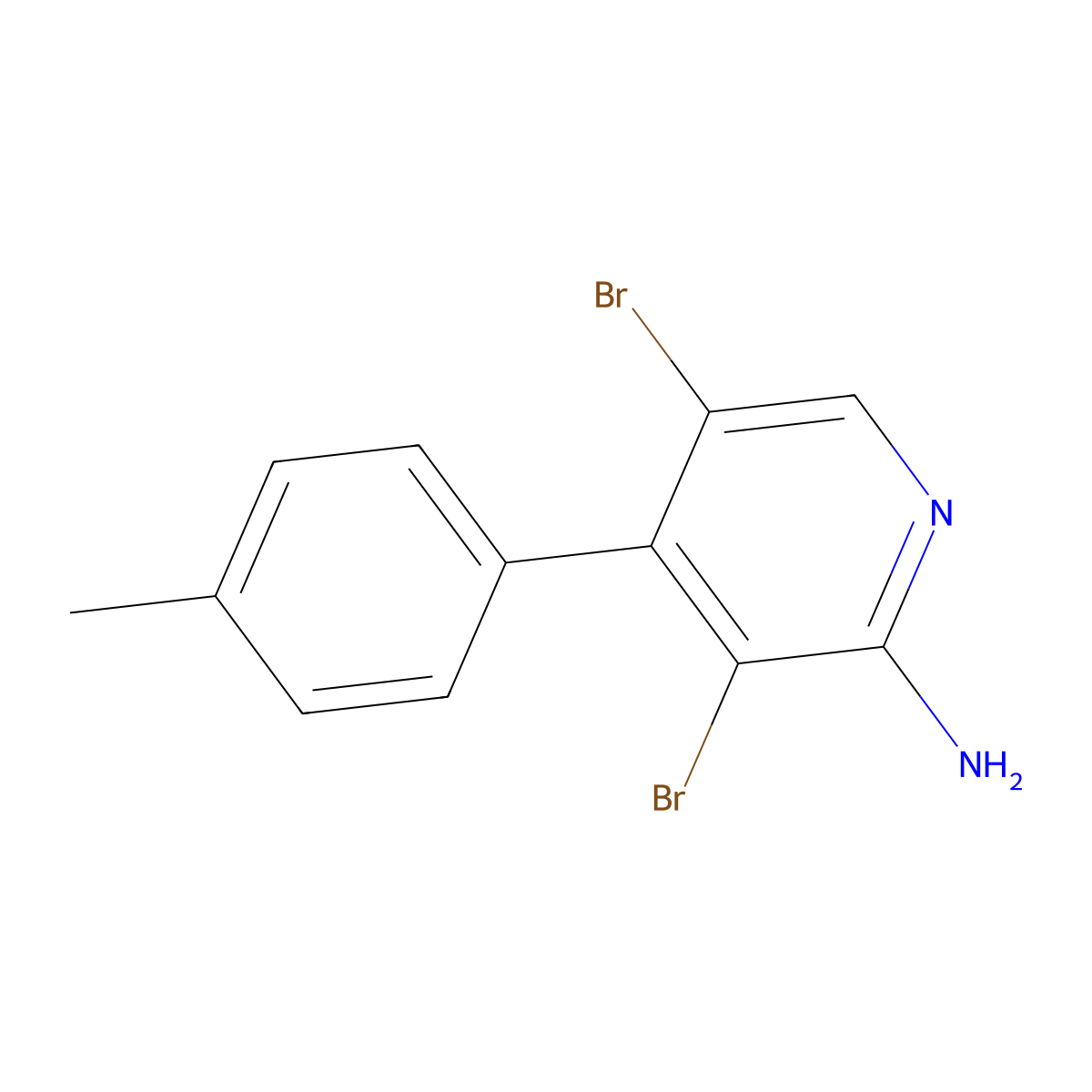 2-Amino-3,5-dibromo-4-(4-tolyl)pyridine molecular structure, CAS 1563533-00-5