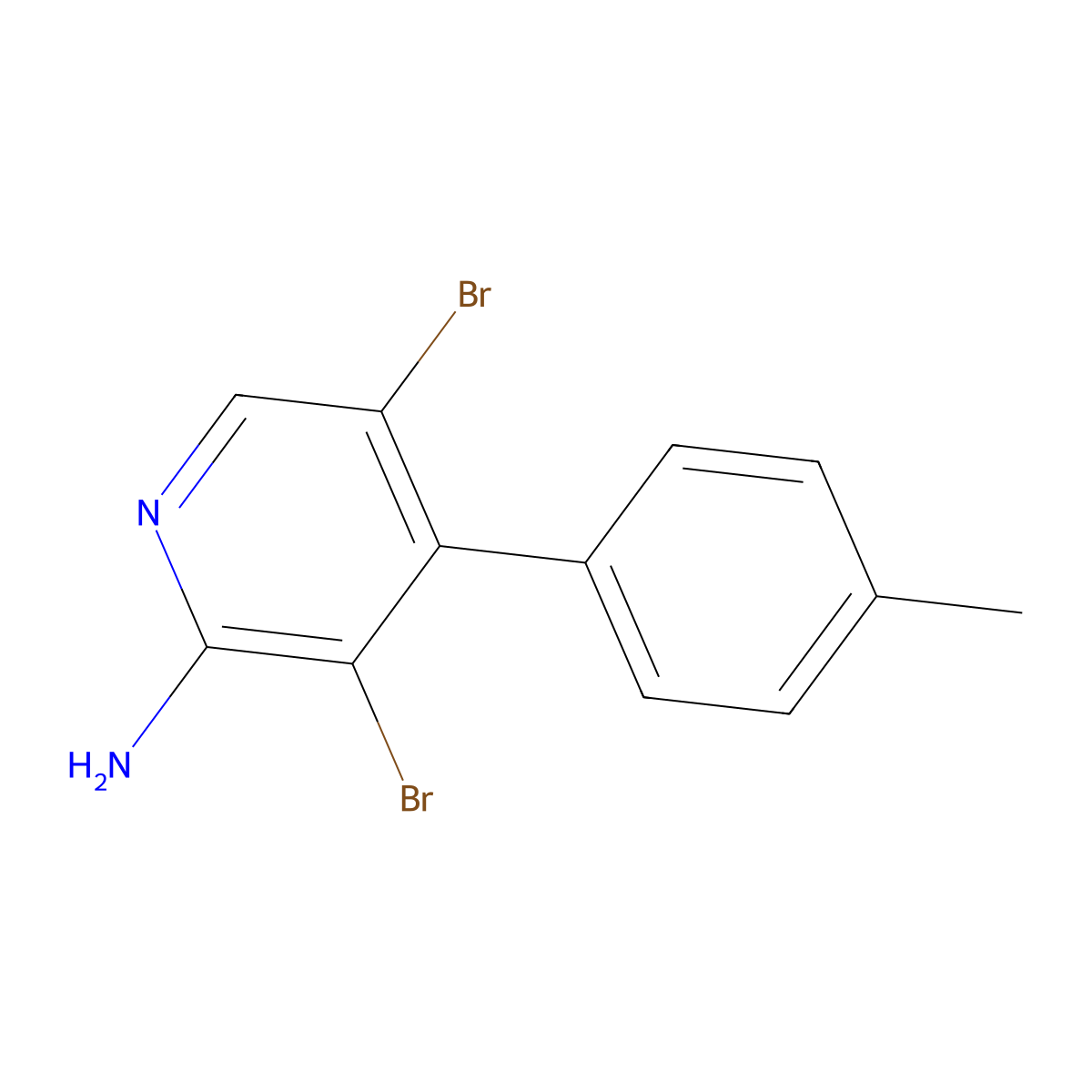 2-Amino-3,5-dibromo-4-(4-tolyl)pyridine molecular structure, CAS 1563533-00-5