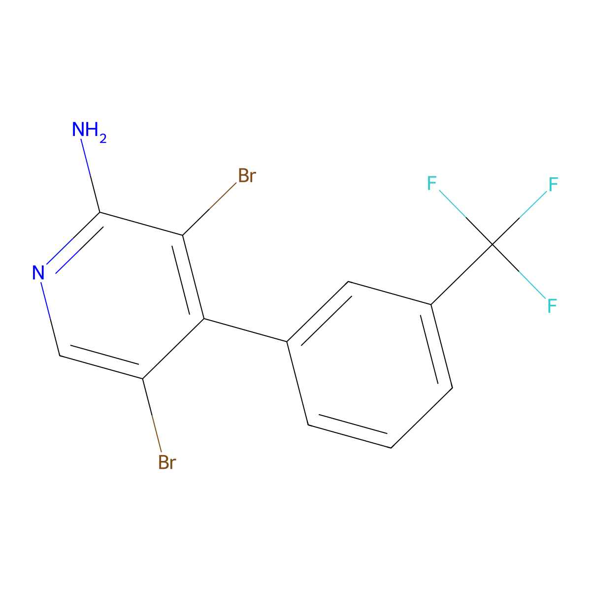 2-Amino-3,5-dibromo-4-(3-trifluoromethylphenyl)pyridine molecular structure, CAS 1563533-01-6
