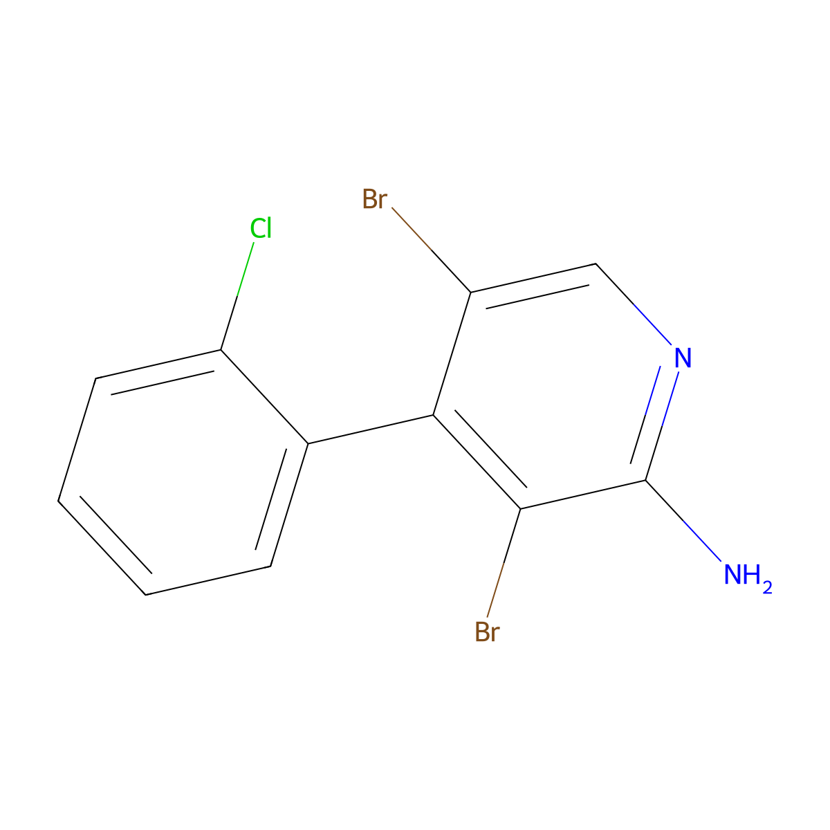 2-Amino-3,5-dibromo-4-(2-chlorophenyl)pyridine molecular structure, CAS 1563533-03-8