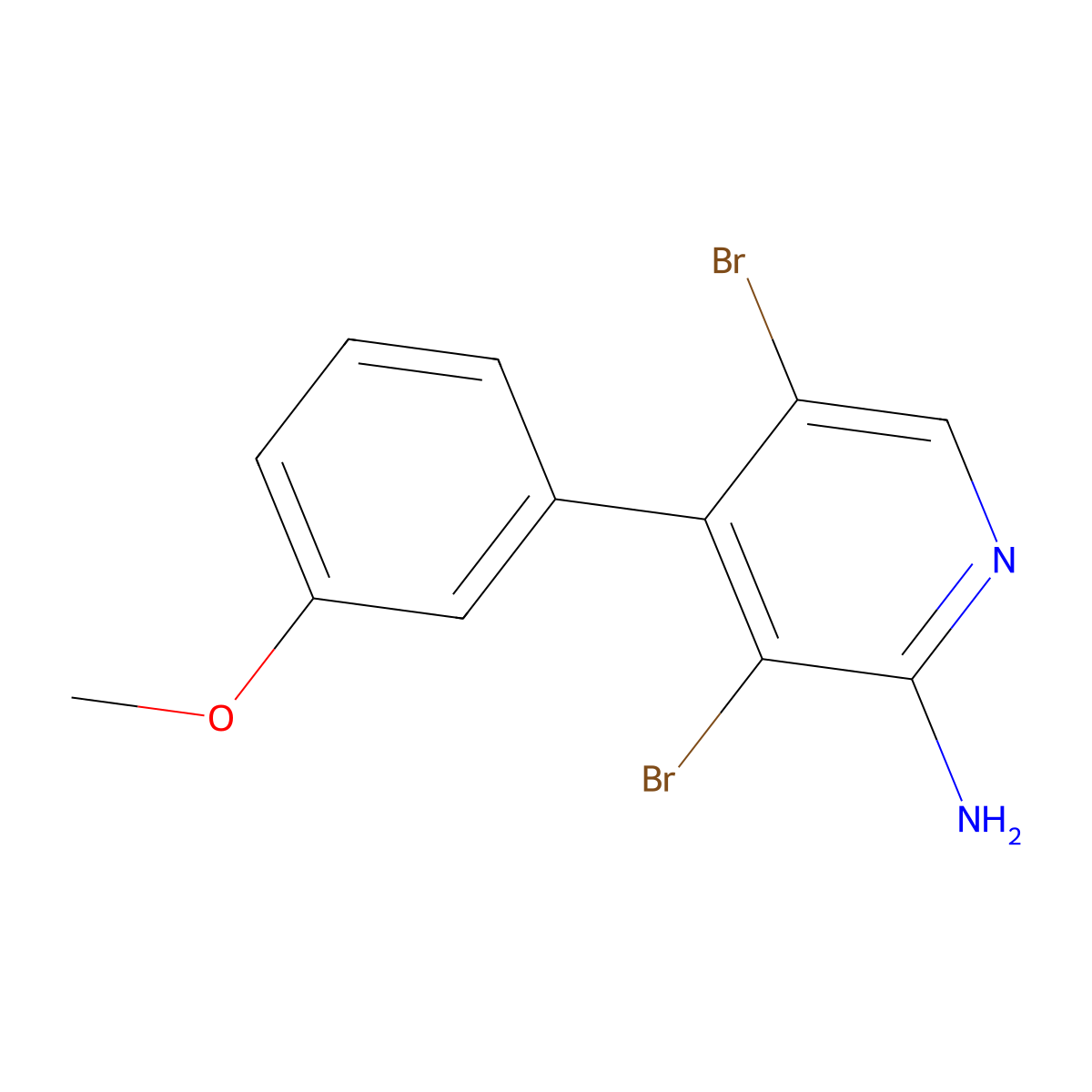 2-Amino-3,5-dibromo-4-(3-methoxyphenyl)pyridine molecular structure, CAS 1563533-09-4