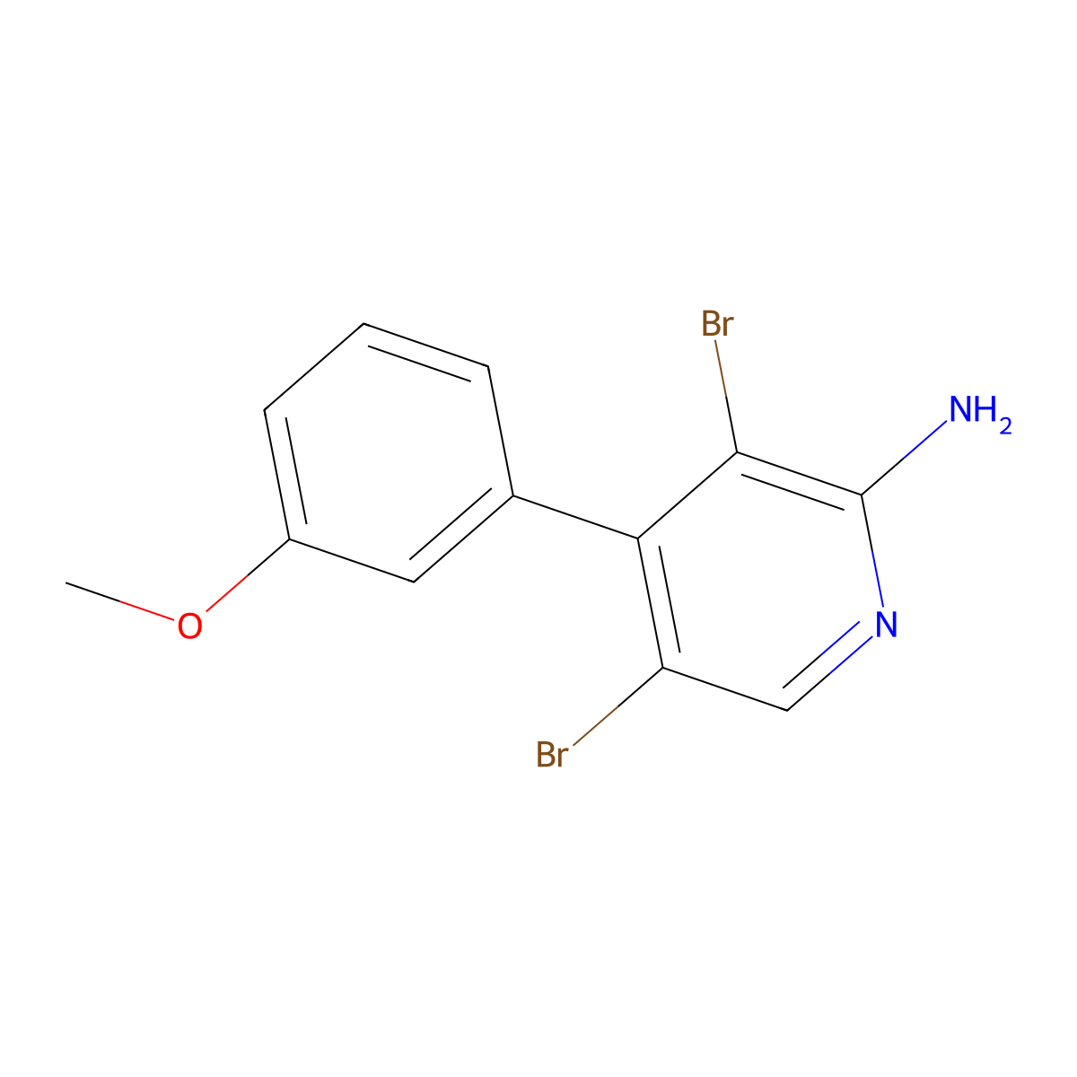 2-Amino-3,5-dibromo-4-(3-methoxyphenyl)pyridine molecular structure, CAS 1563533-09-4