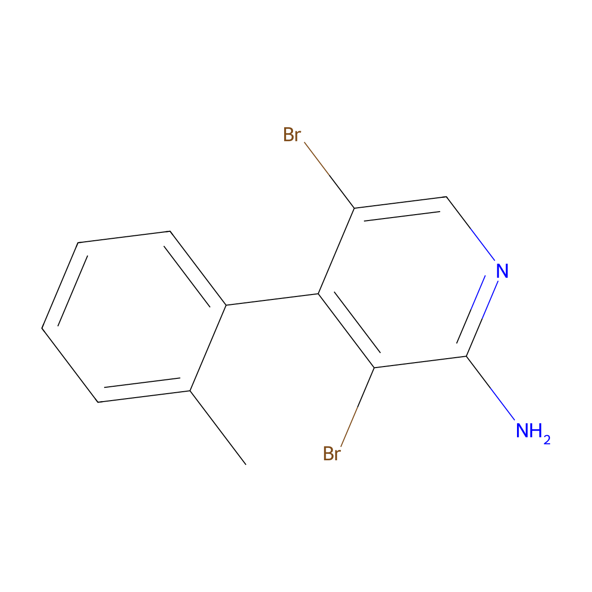 2-Amino-3,5-dibromo-4-(2-tolyl)pyridine molecular structure, CAS 1563533-13-0