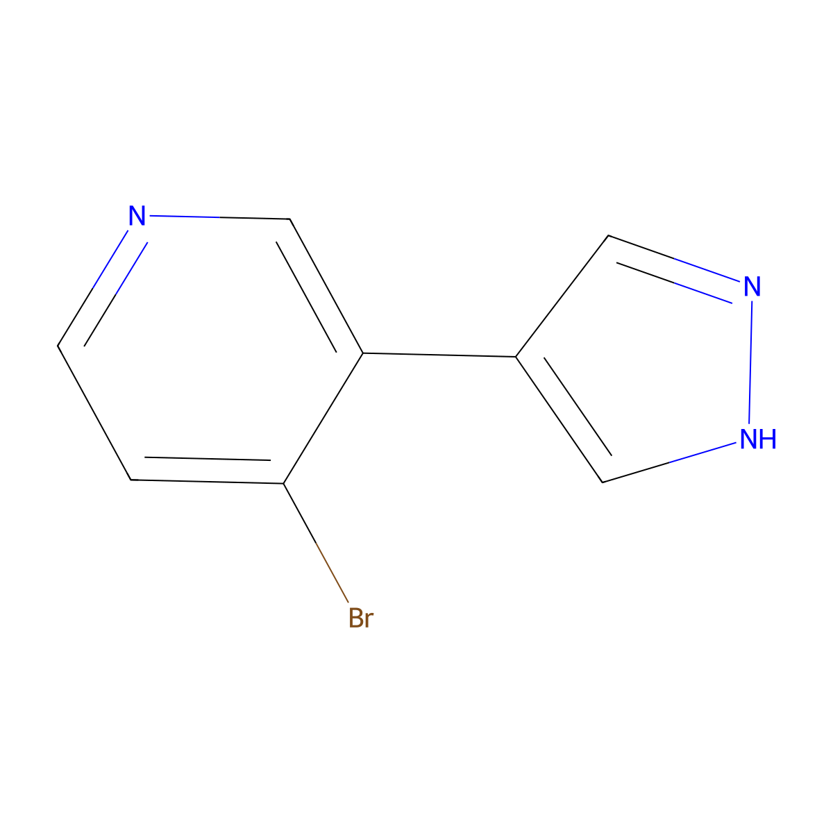 4-Bromo-3-(1H-pyrazol-4-yl)pyridine molecular structure, CAS 1563533-17-4