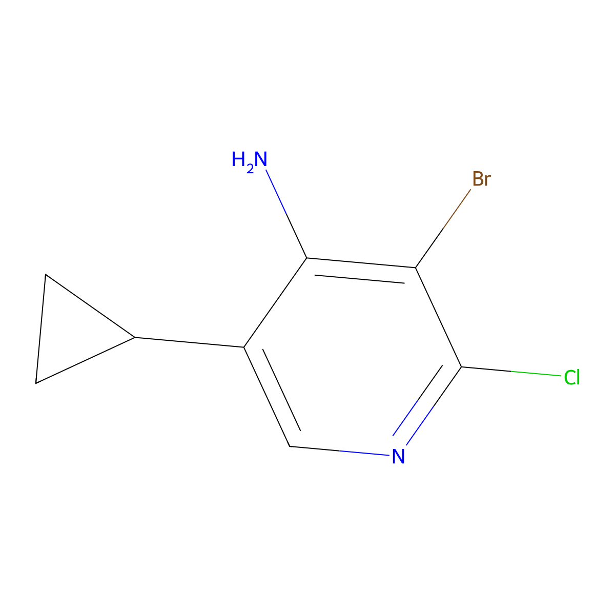 4-Amino-2-chloro-3-bromo-5-(cyclopropyl)pyridine molecular structure, CAS 1563533-20-9
