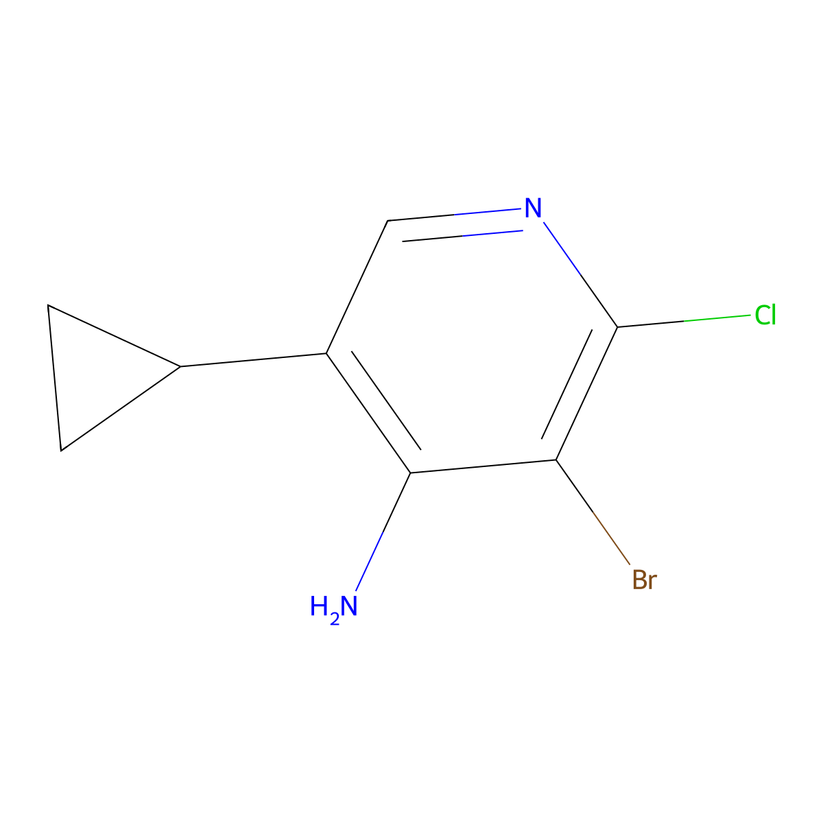 4-Amino-2-chloro-3-bromo-5-(cyclopropyl)pyridine molecular structure, CAS 1563533-20-9
